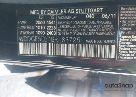 2011 Mercedes-Benz C 300 Luxury/Sport from USA, damaged, VIN WDDGF5EB1BR183725